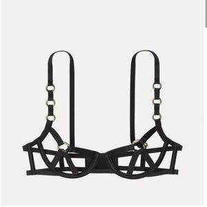 Victorias Secret Very Sexy Unlined Balconet Cage Bra Black Gold  Small